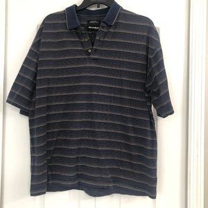 Bolle mens striped short sleeve golf polo shirt blue medium